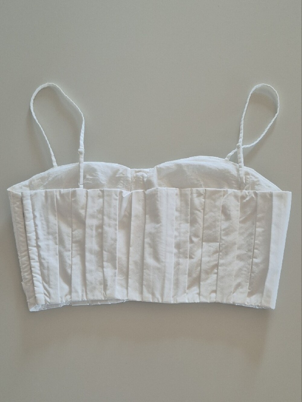Jonathan Simkhai Cotton Pleated White Bustier Crop Cami Top, Size 4 - Picture 4 of 16